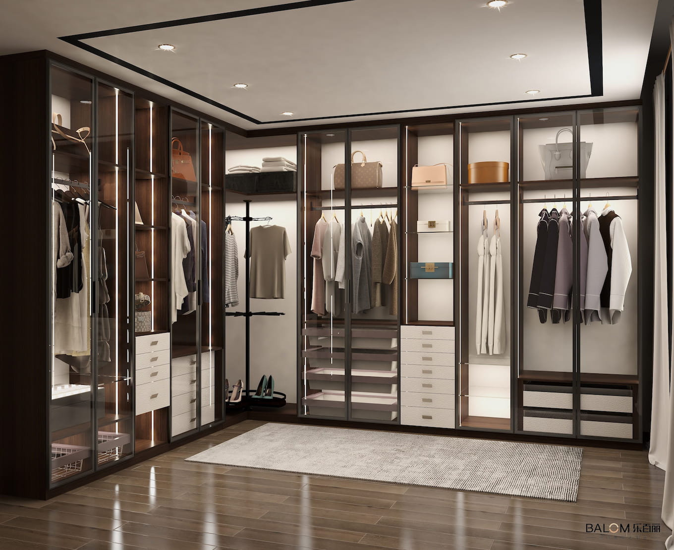 Customized glass door wardrobe