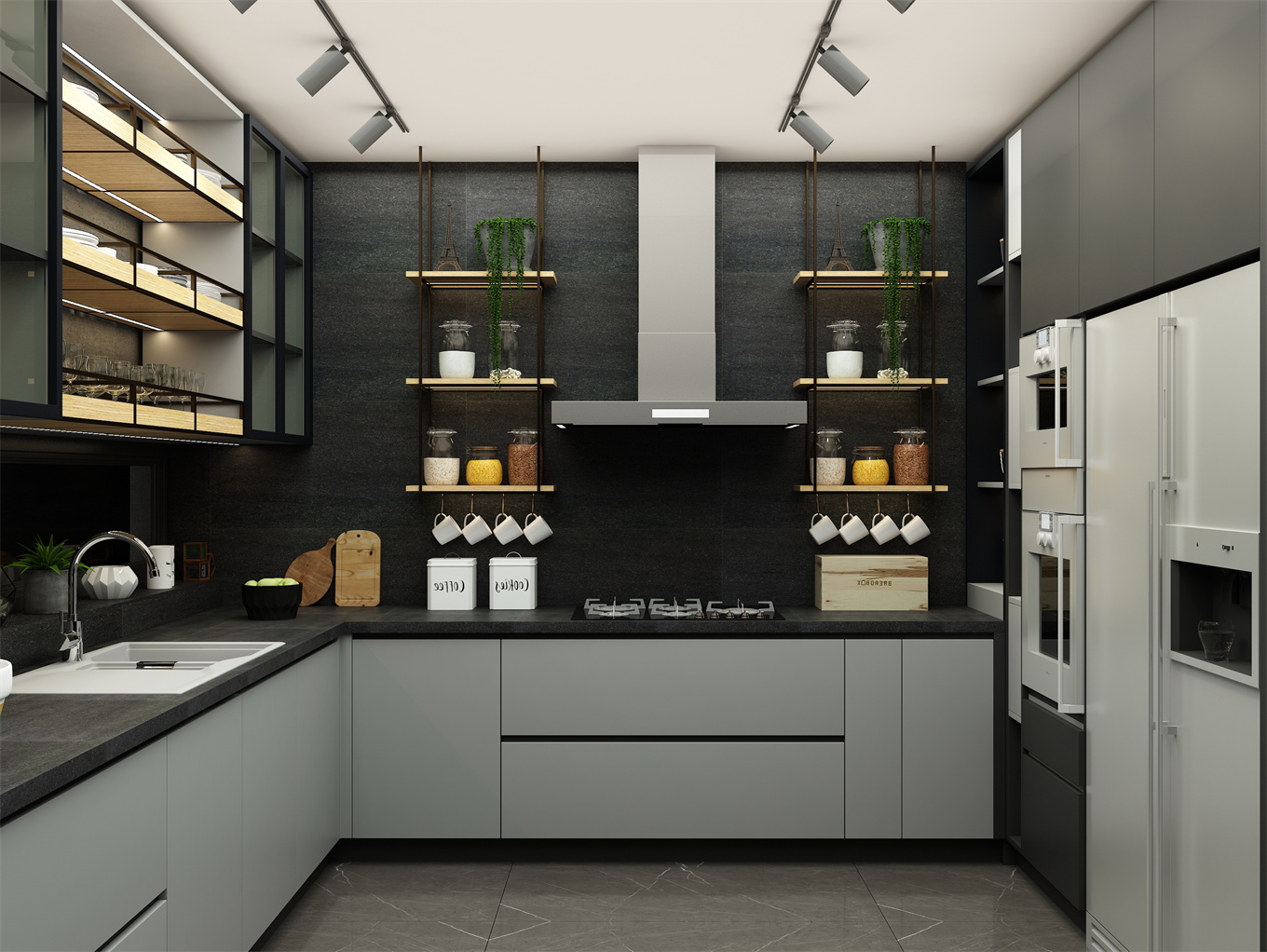 L-shape kitchen cabinet